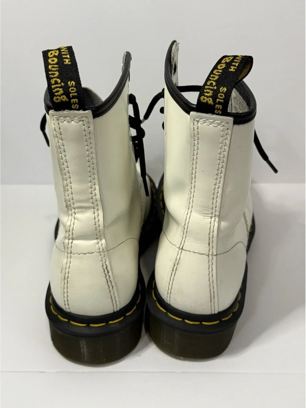 Dr Doc Martens Boots Womens Size 6 White Zavala Combat Lace Up Leather Shoes